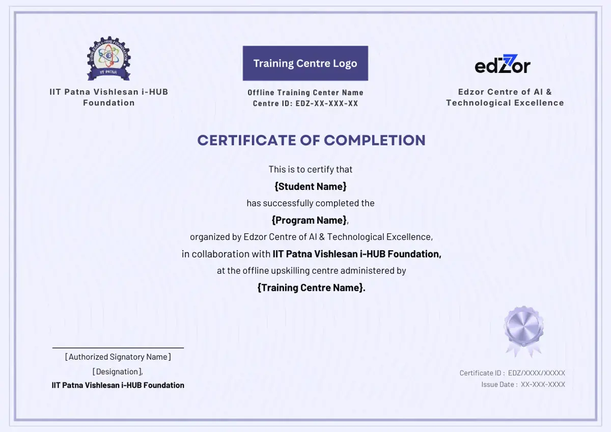 IIT Patna Vishlesan i-Hub Foundation Sample Certificate